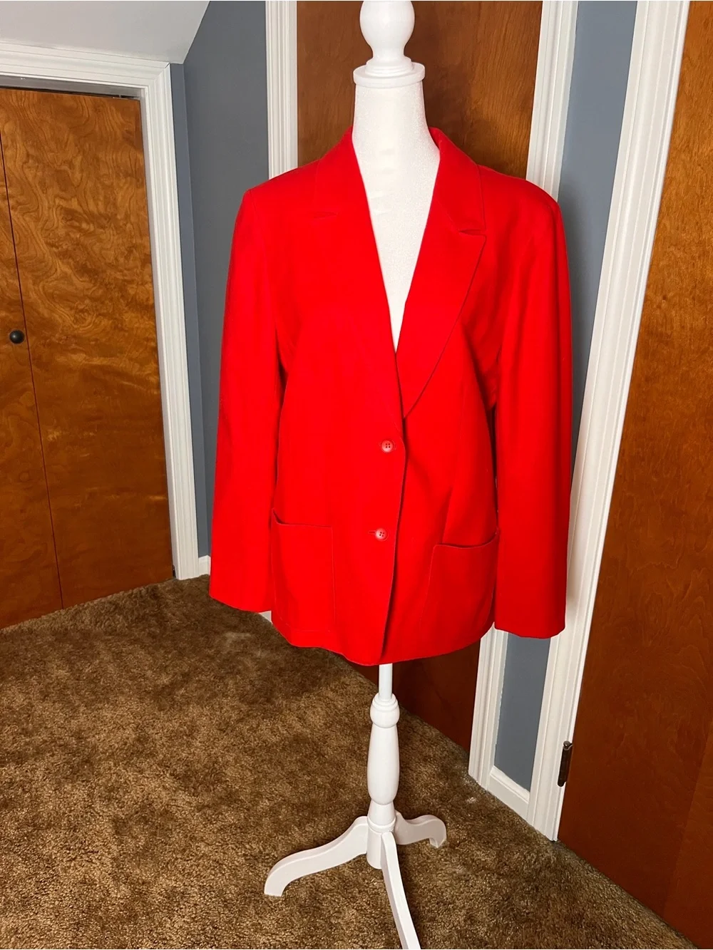 Pendleton Red Women's Blazer Jacket, 100% wool, size large.